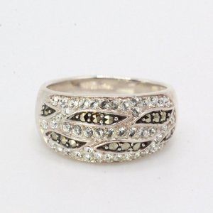 STERLING SILVER THAILAND ZIGZAG MARCASITES CZ MINT BAND QVC RING